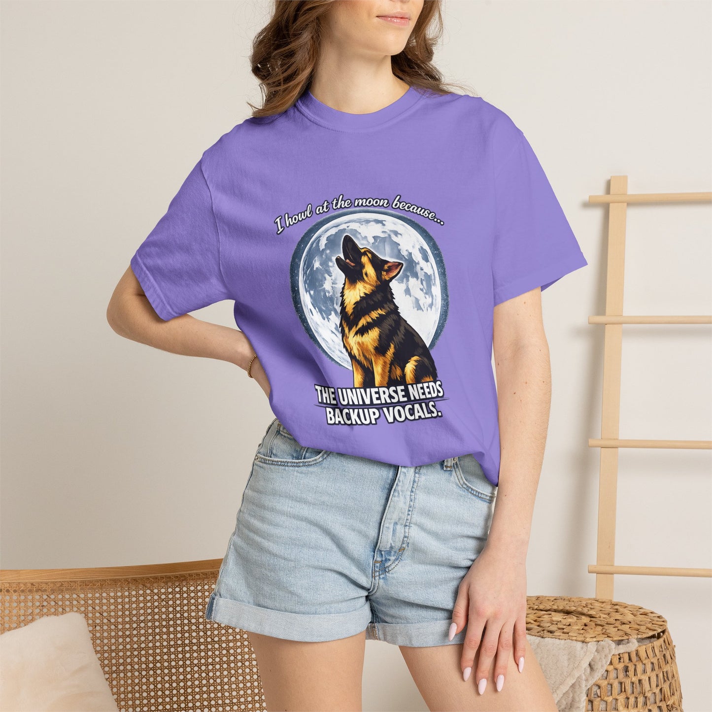 Howl at the Moon Dog T-Shirt | The Universe Needs Backup Vocals