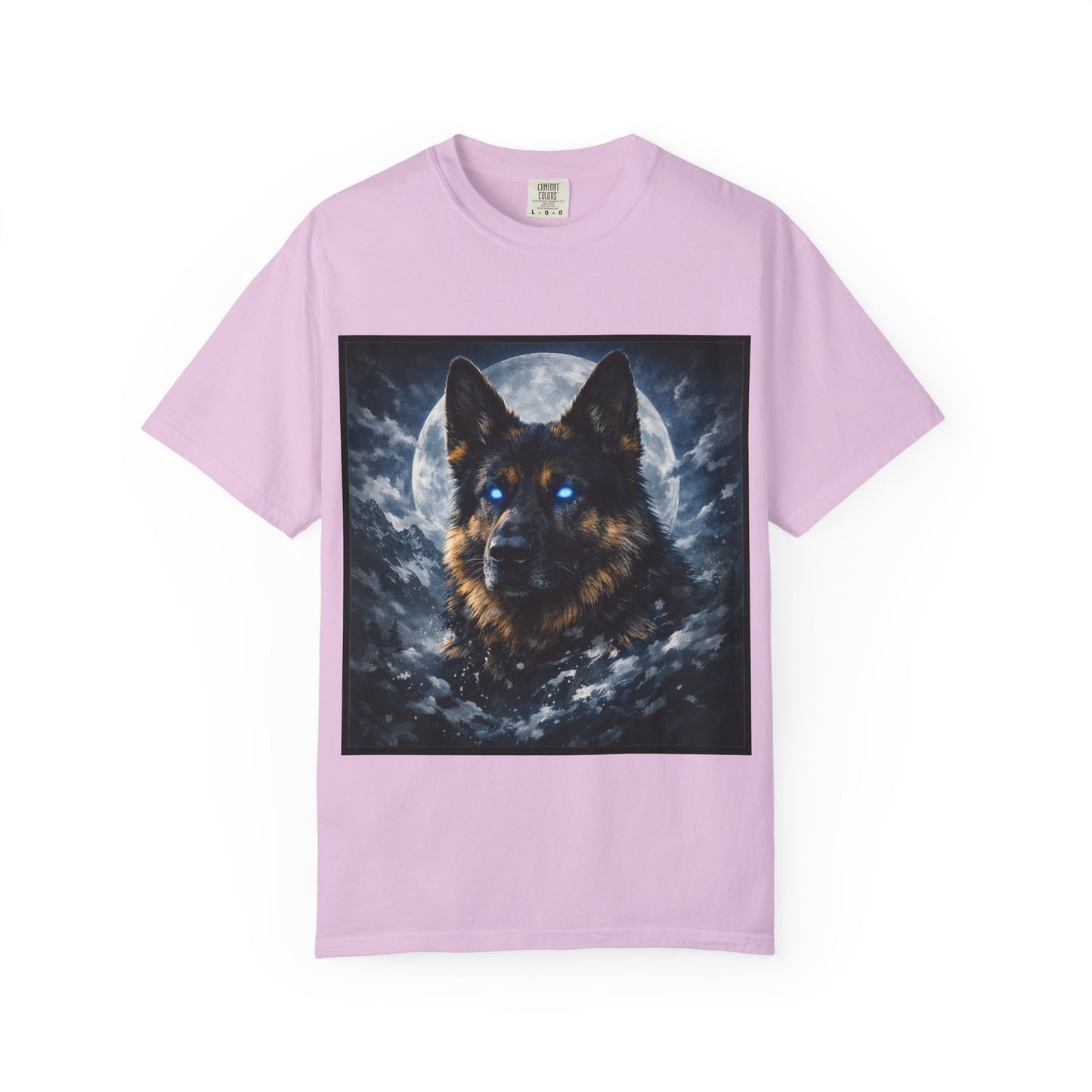 German Shepherd Portrait T-shirt | Dog Art, Night Sky Paw Print
