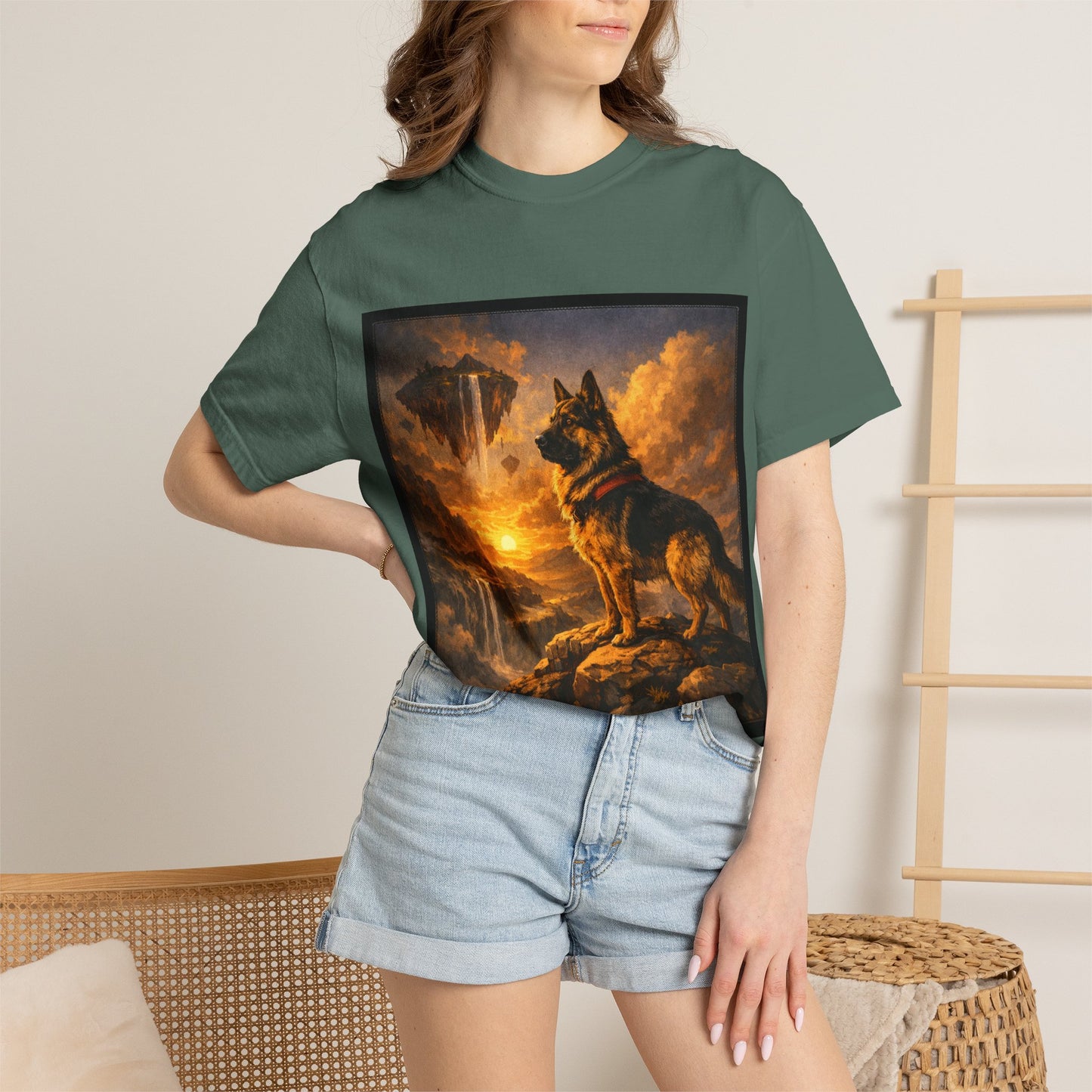 German Shepherd at Sunset T-shirt | Dog Portrait, Epic Landscape