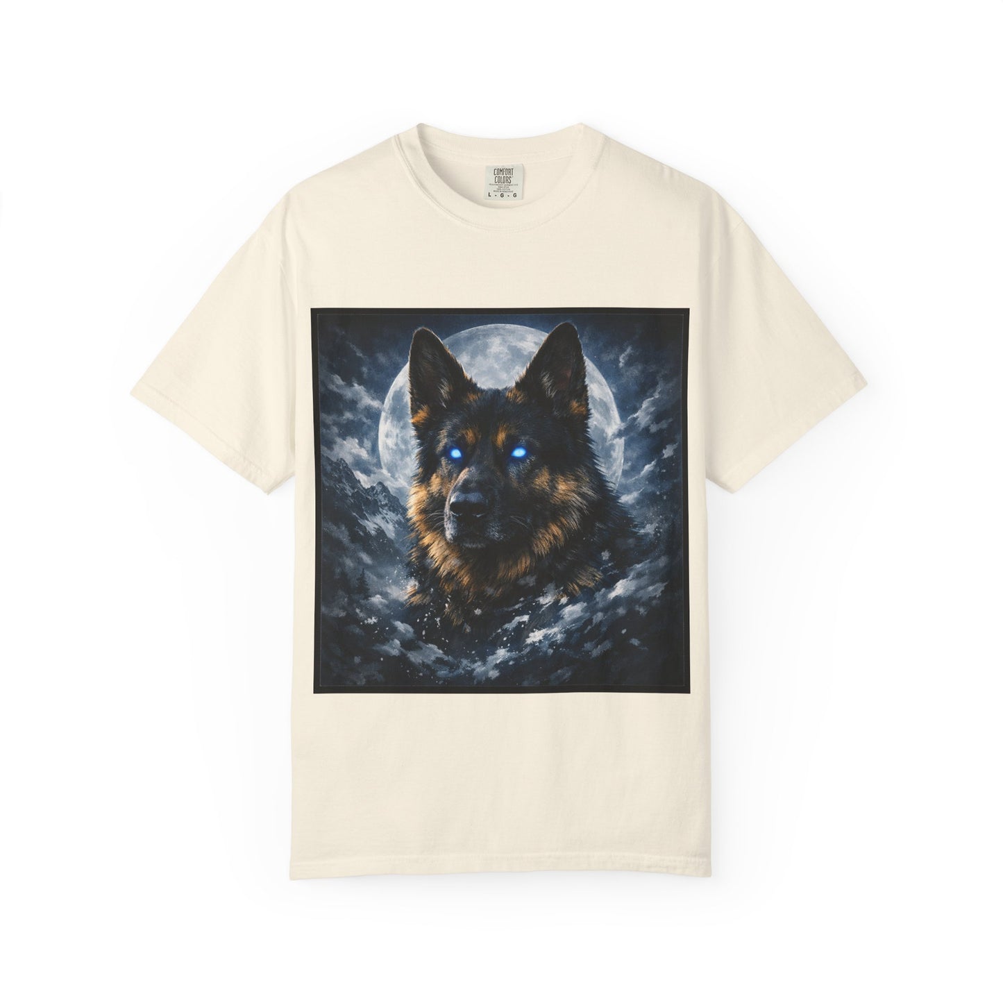 German Shepherd Portrait T-shirt | Dog Art, Night Sky Paw Print