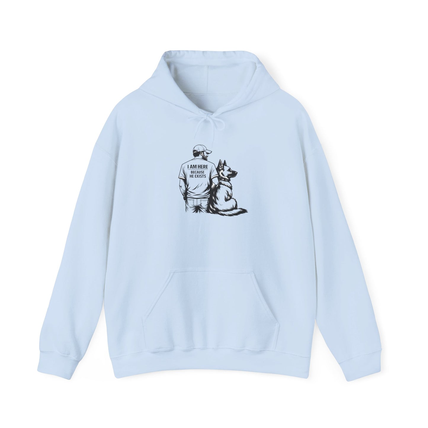 Hoodie — I Am My Dog’s Human Graphic Pullover (Man with German Shepherd)