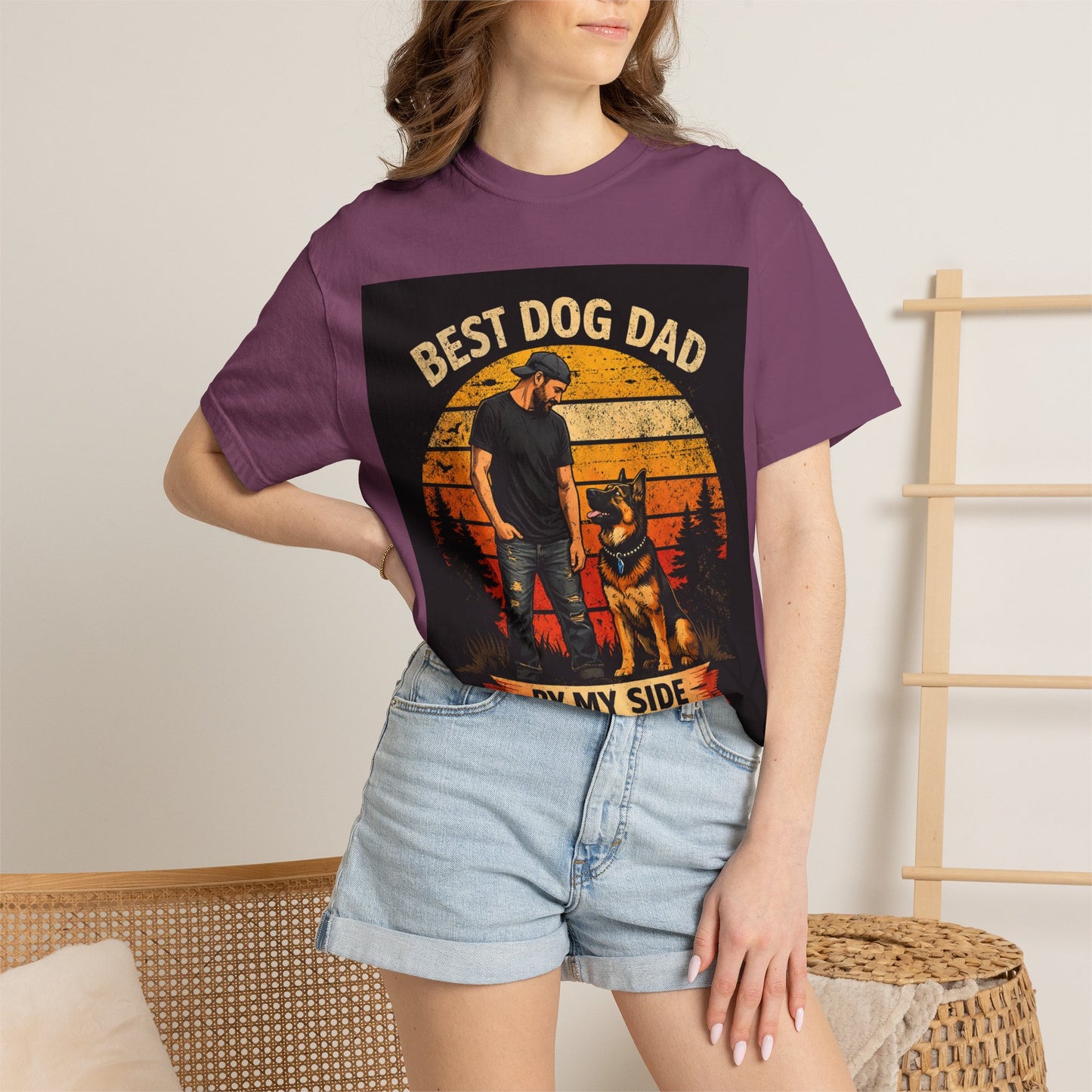 Best Dog Dad by My Side T-Shirt | Dog Lover Father Tee