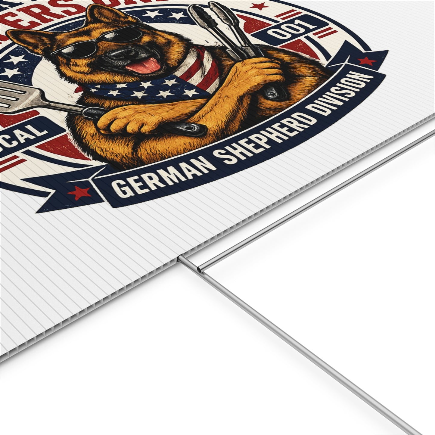 Plastic Yard Sign — Backyard Grillers Union German Shepherd Division BBQ Sign