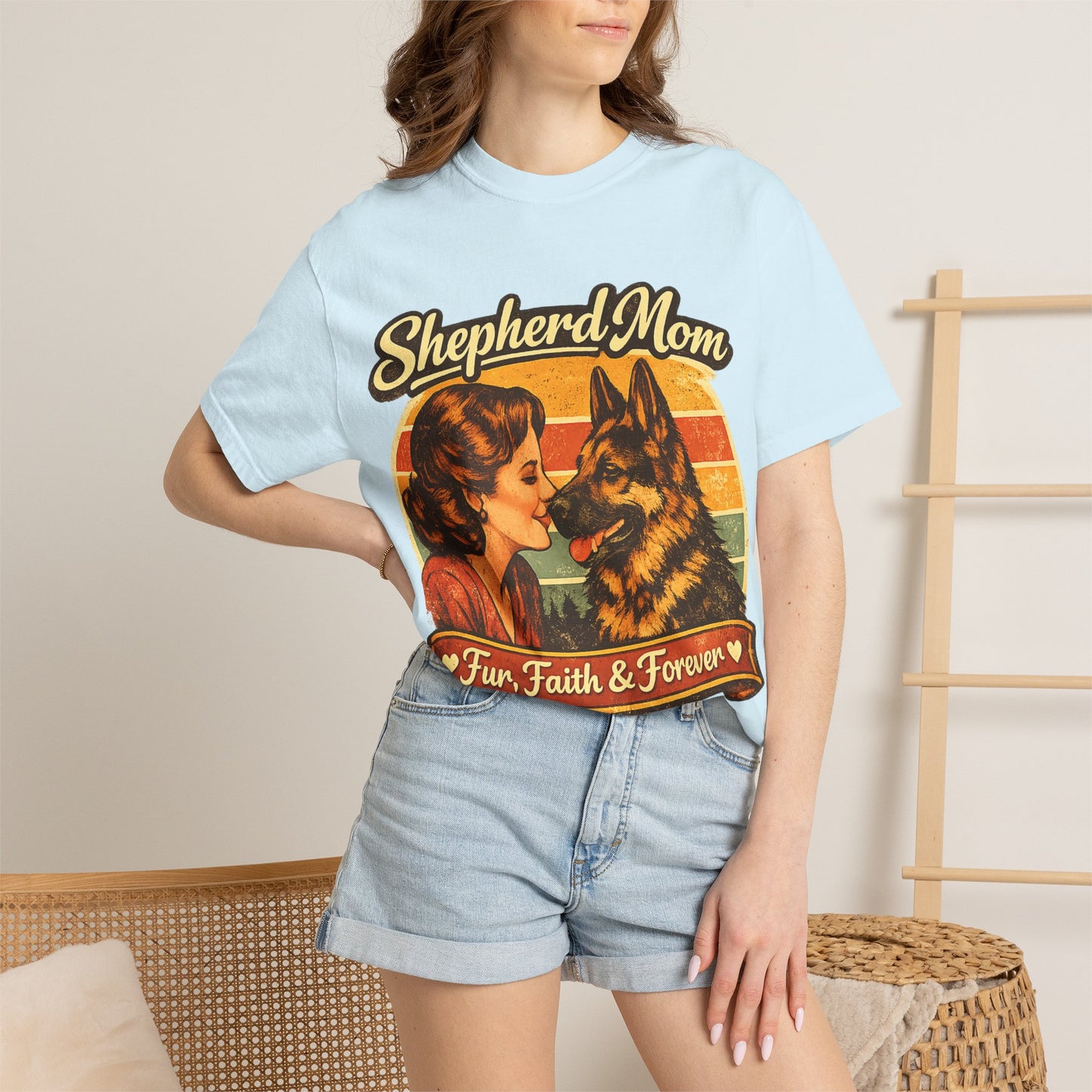 Shepherd Mom Vintage Portrait T-Shirt | German Shepherd Mom Tee