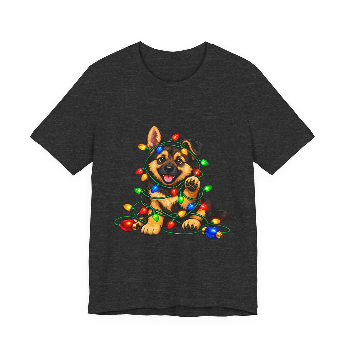 German Shepherd Christmas Shirt, Christmas Lights Puppy Tee, Gift for German Shepherd Lovers
