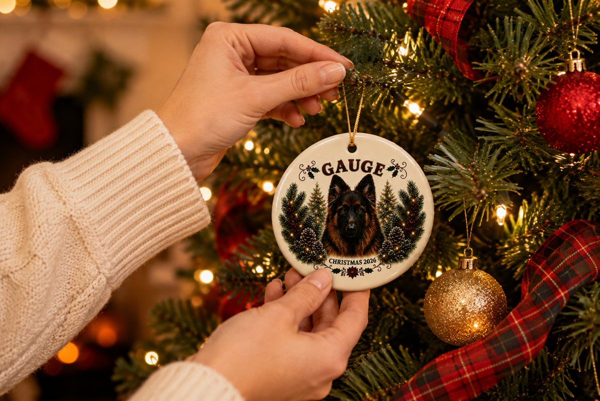 Personalized German Shepherd Christmas Ornament | Custom Dog Photo & Name Keepsake
