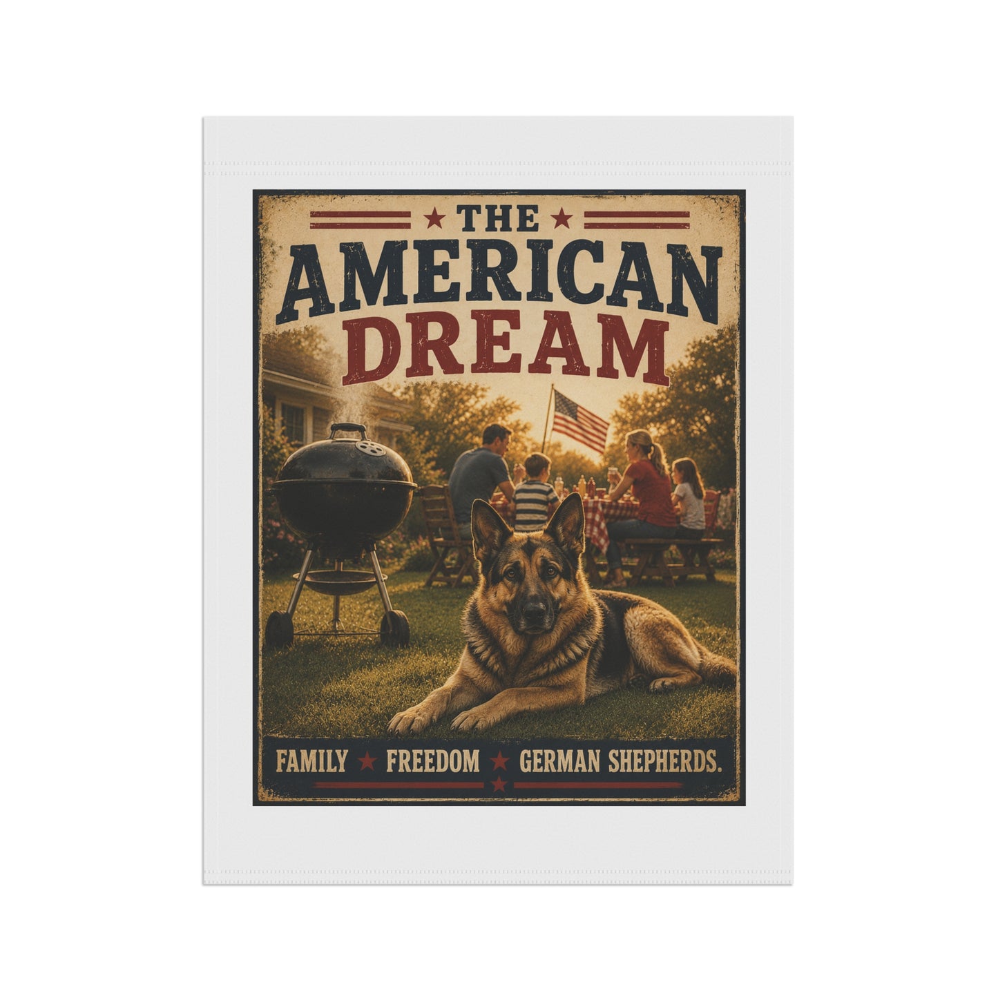 American Dream Garden Flag — Patriotic German Shepherd Yard Banner