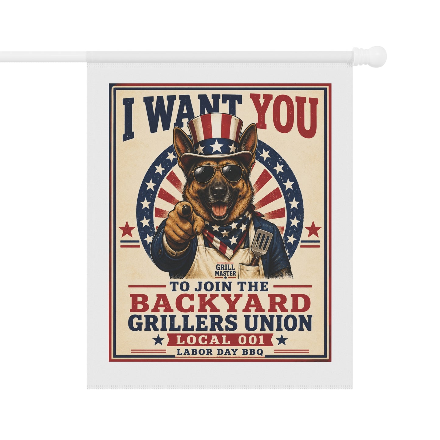 Garden Flag - "I Want You to Join the Backyard Grillers Union" Patriotic BBQ Banner