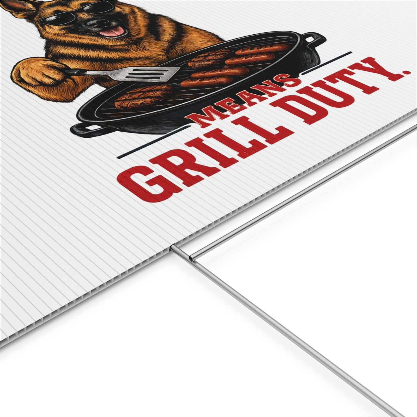 Labor Day Grill Duty Yard Sign – German Shepherd BBQ Decoration