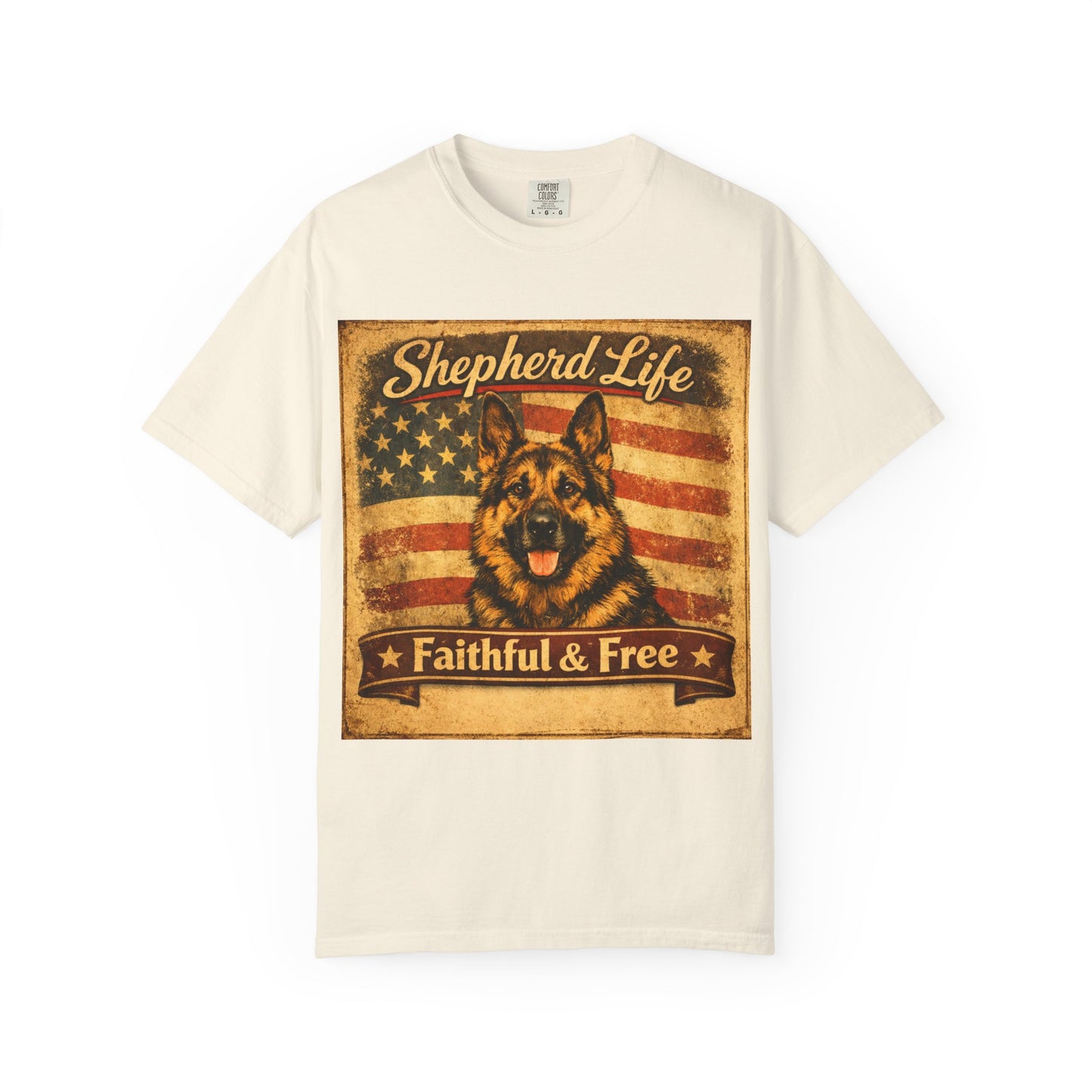 Shepherd Life Faithful & Free German Shepherd Shirt | Patriotic Flag Dog Tee