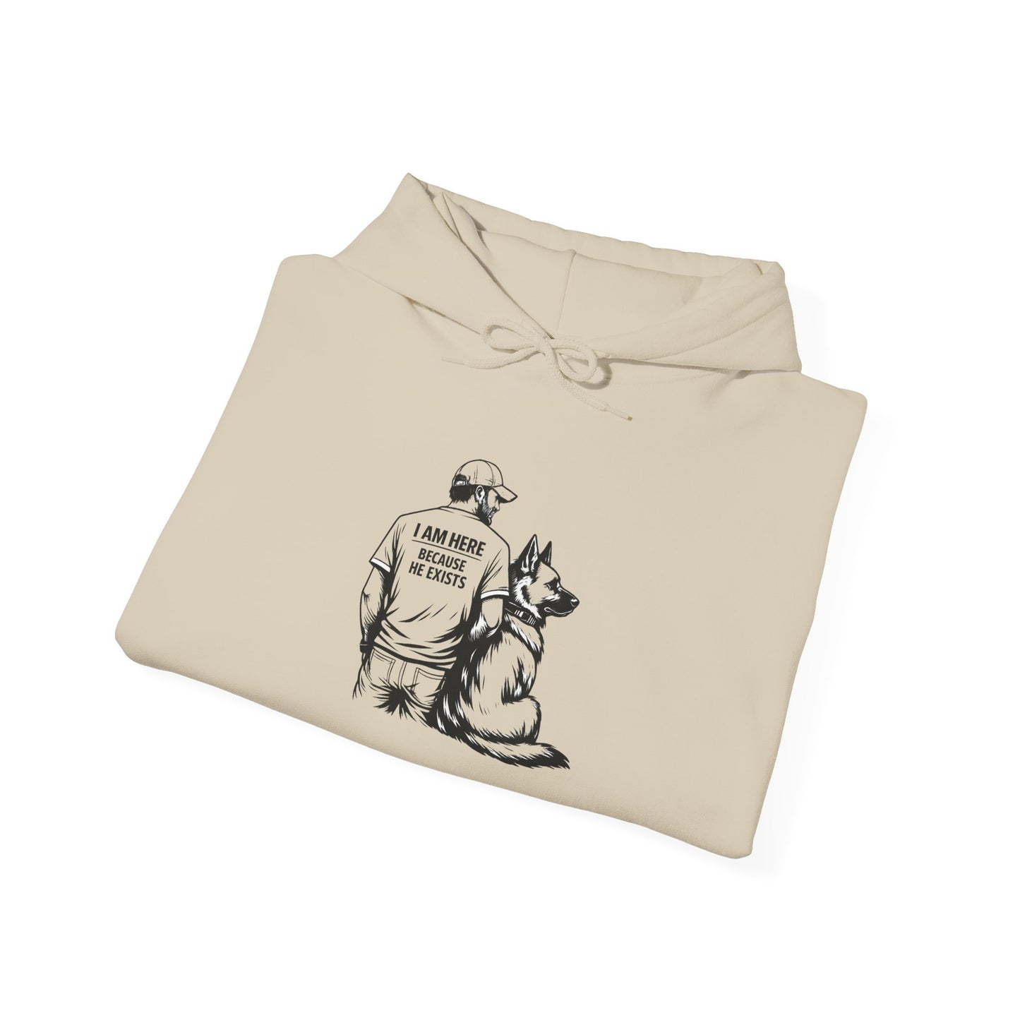 Hoodie — I Am My Dog’s Human Graphic Pullover (Man with German Shepherd)