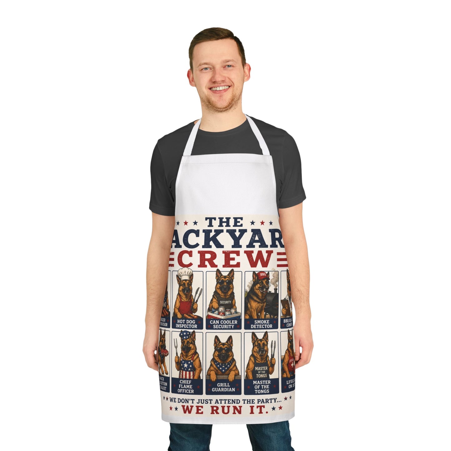 Backyard Crew Apron — Patriotic BBQ German Shepherd Grill Master Apron