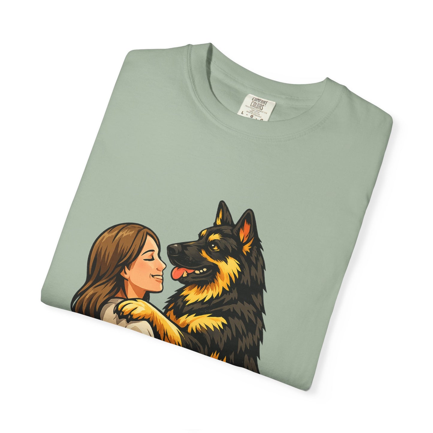 I Love You More Than Treats T-shirt | Girl Hugging German Shepherd Dog