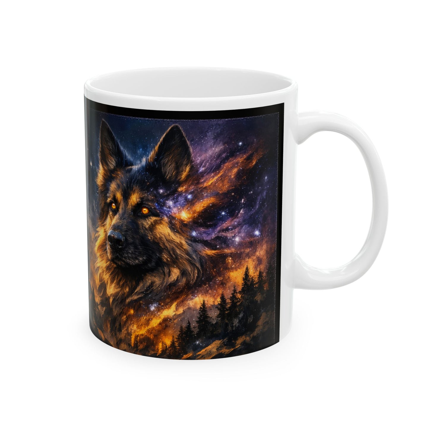 German Shepherd Nebula Artwork Mug | Ceramic Coffee Cup
