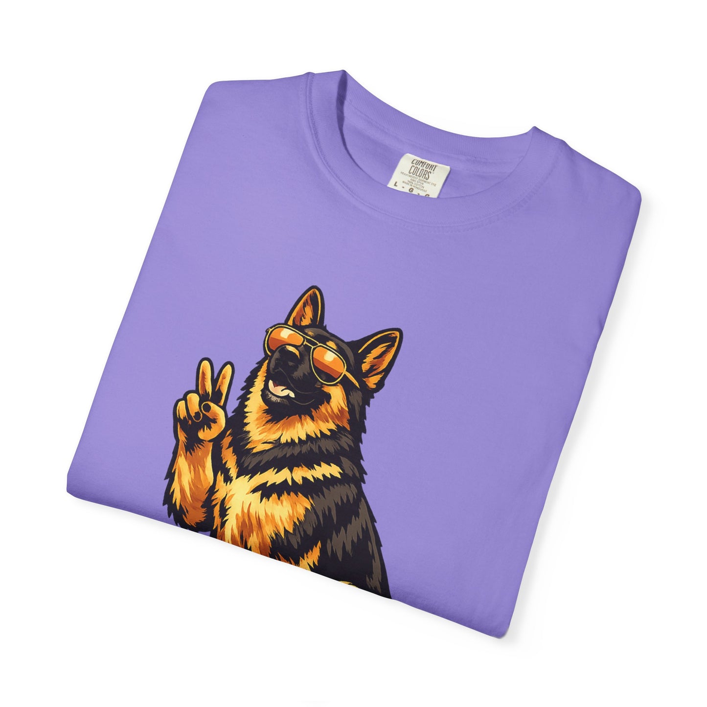 Guardians of Good Vibes German Shepherd T-shirt | Peace Sign Dog Tee