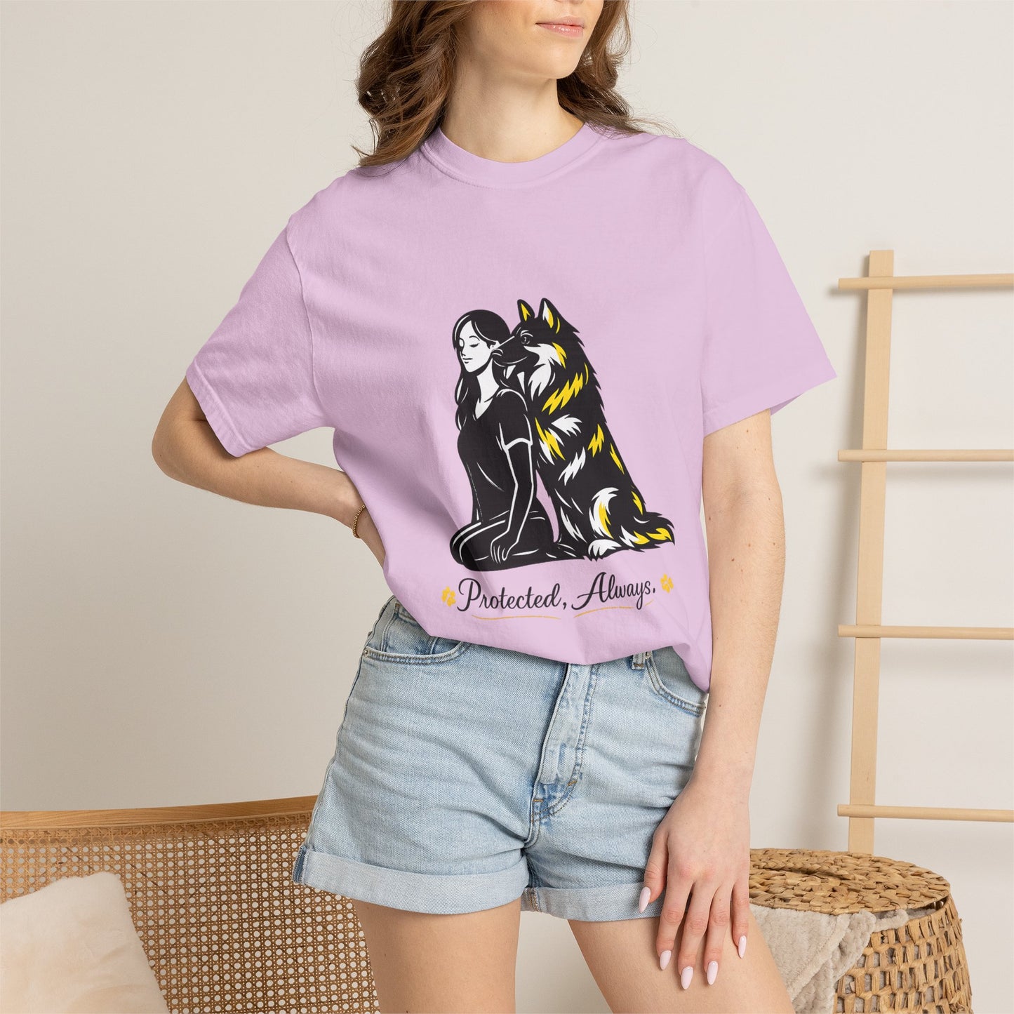 German Shephard and Woman, Guarded Forever, Petite Center Print