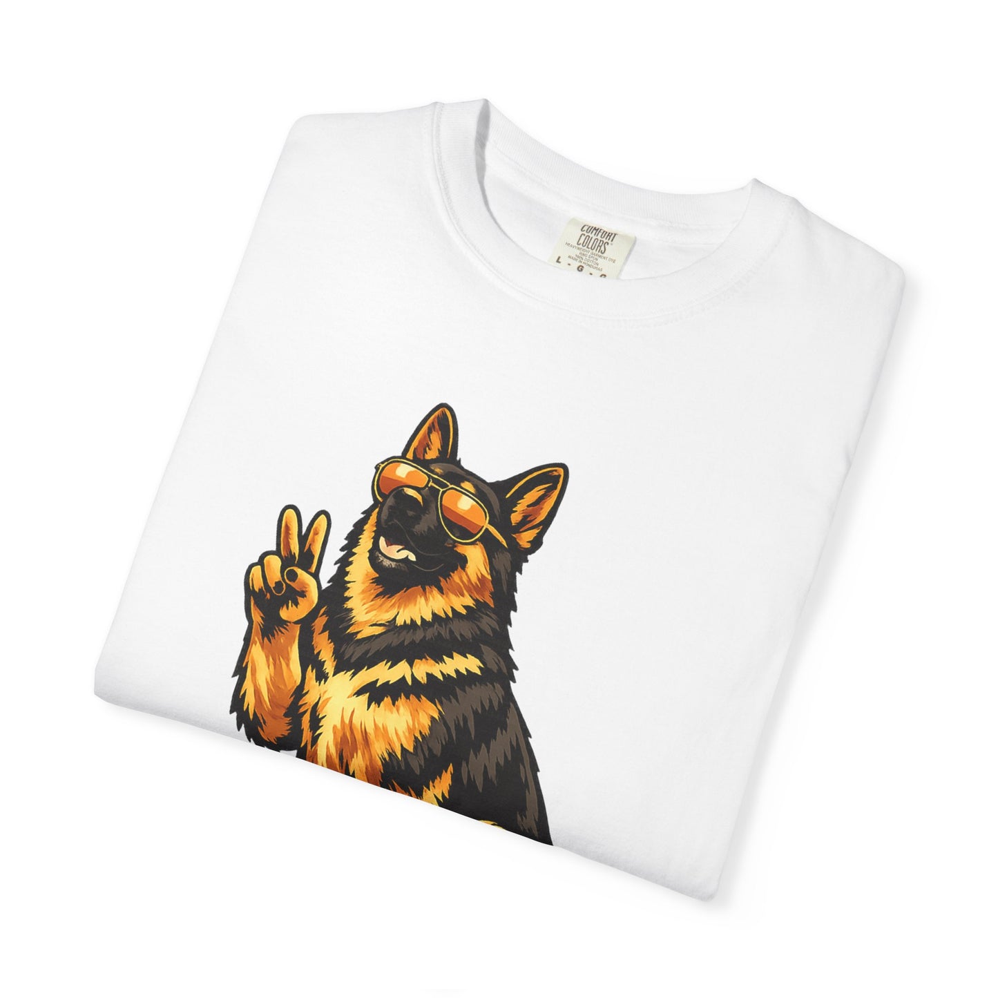 Guardians of Good Vibes German Shepherd T-shirt | Peace Sign Dog Tee