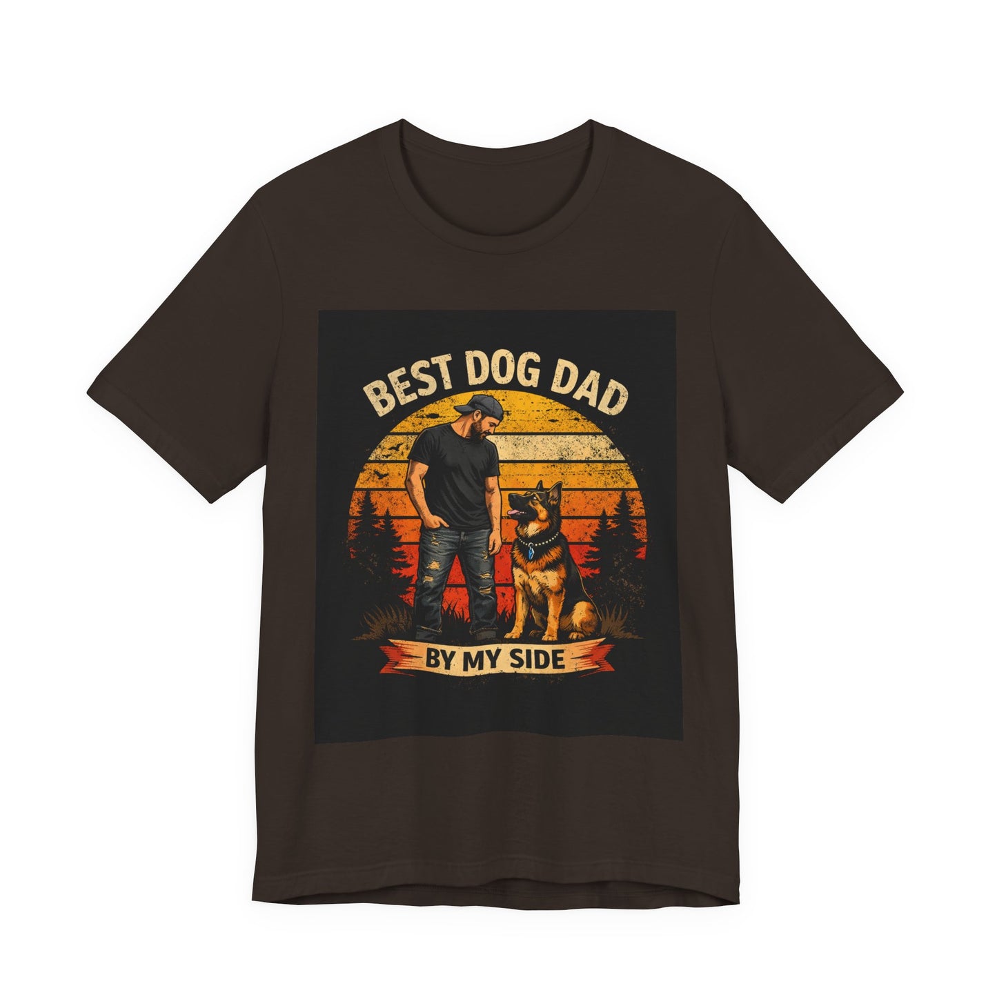 Best Dog Dad by My Side Tee | Man with German Shepherd Vintage Sunset