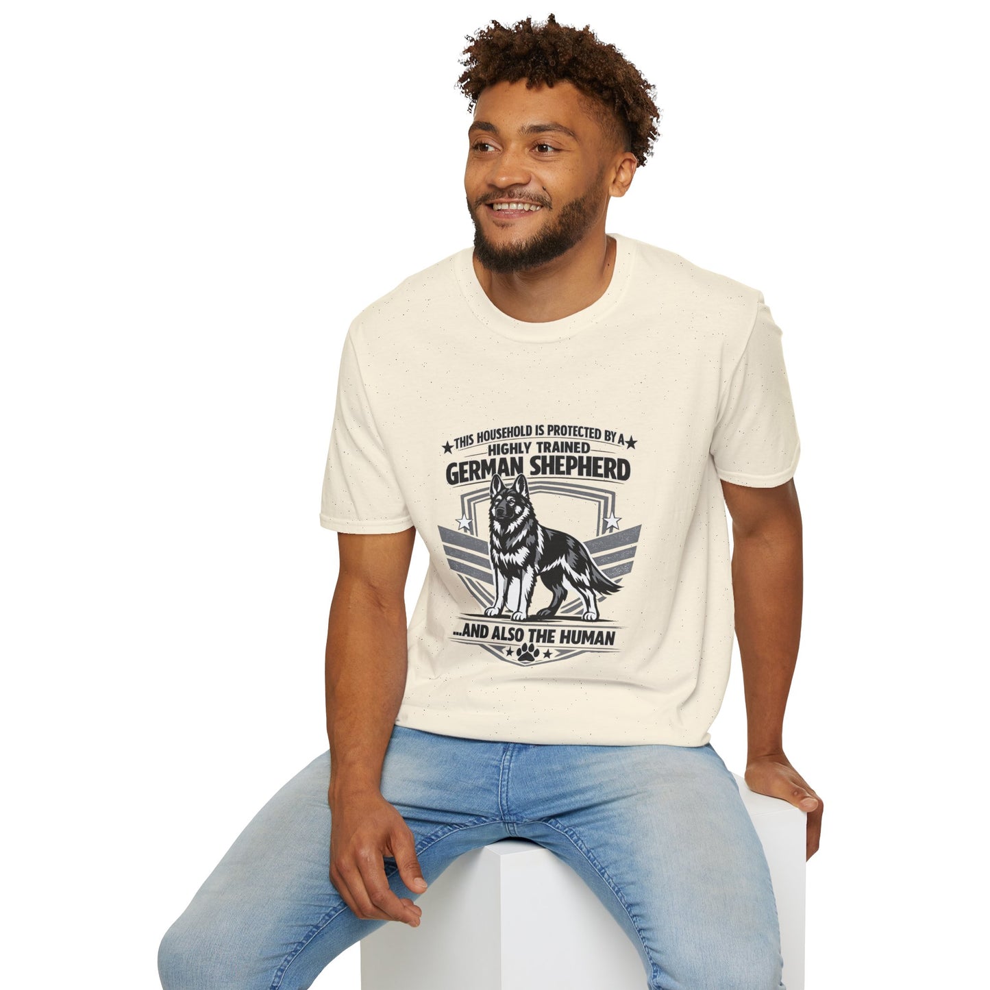 German Shepherd Protector T-Shirt — "This Household Is Protected By A Highly Trained German Shepherd"