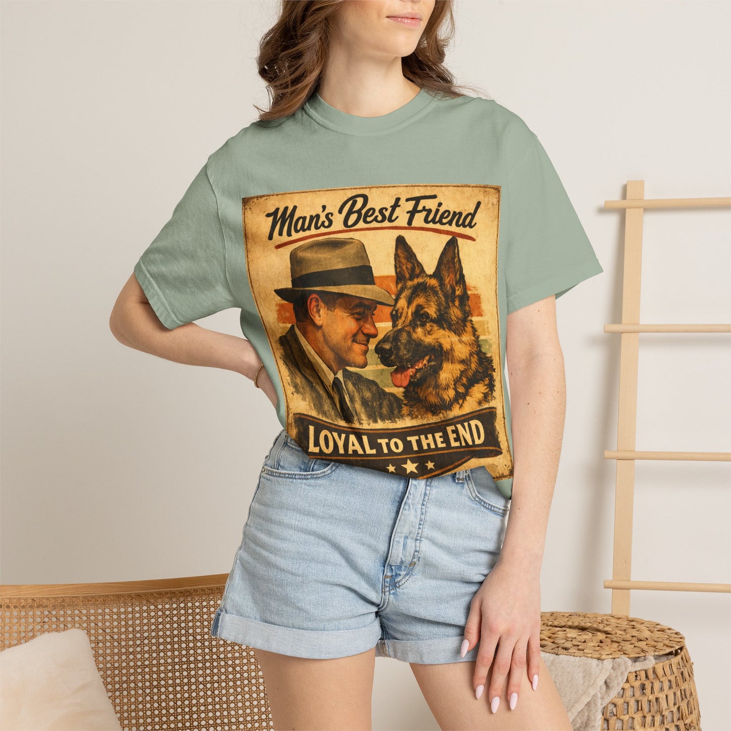 Man's Best Friend Loyal to the End T-shirt | Retro Dog Vintage Poster