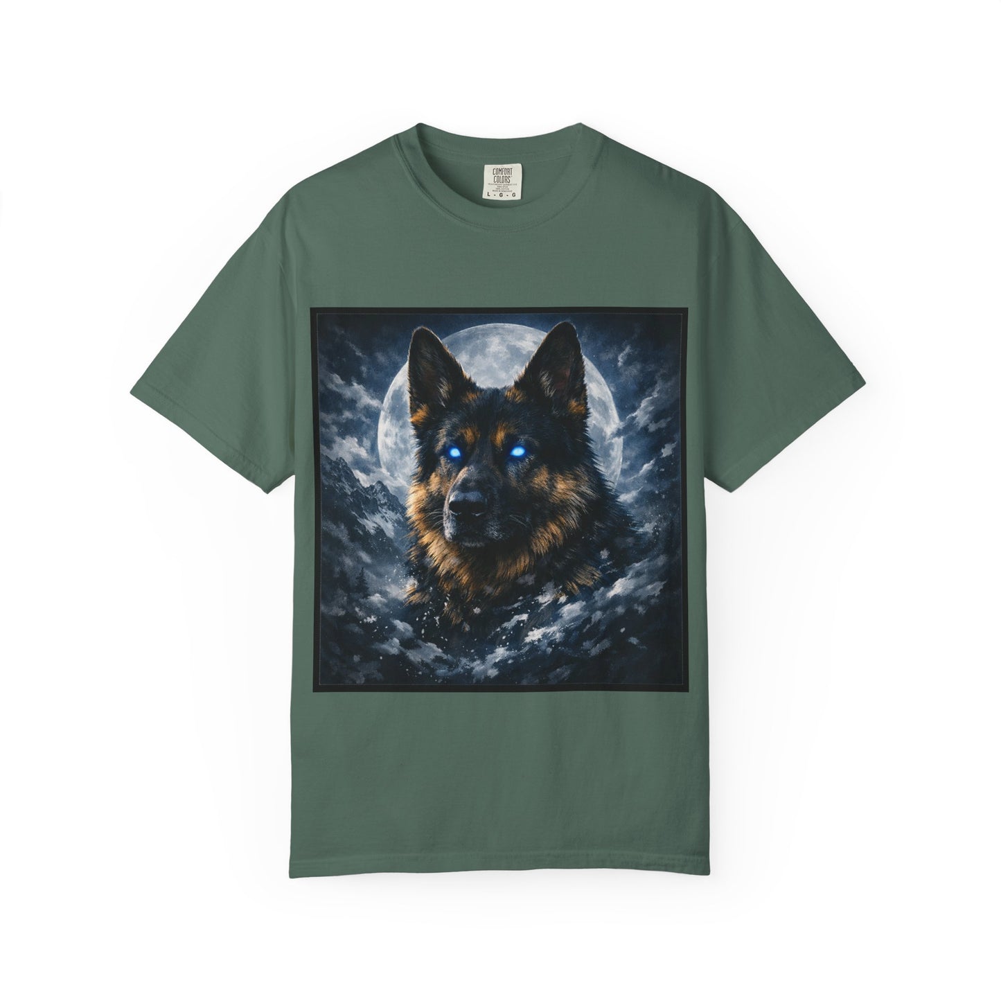 German Shepherd Portrait T-shirt | Dog Art, Night Sky Paw Print