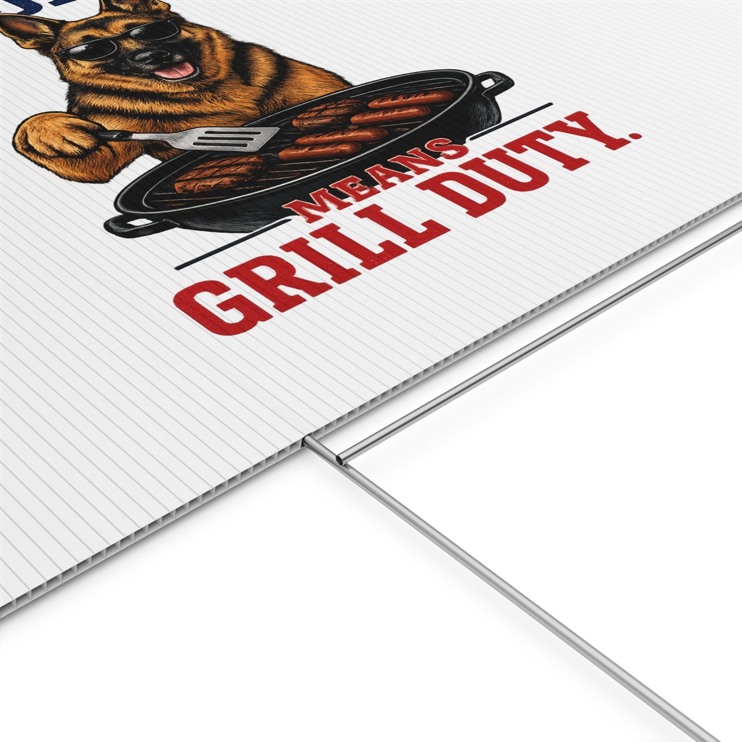 Labor Day Grill Duty Yard Sign – German Shepherd BBQ Decoration