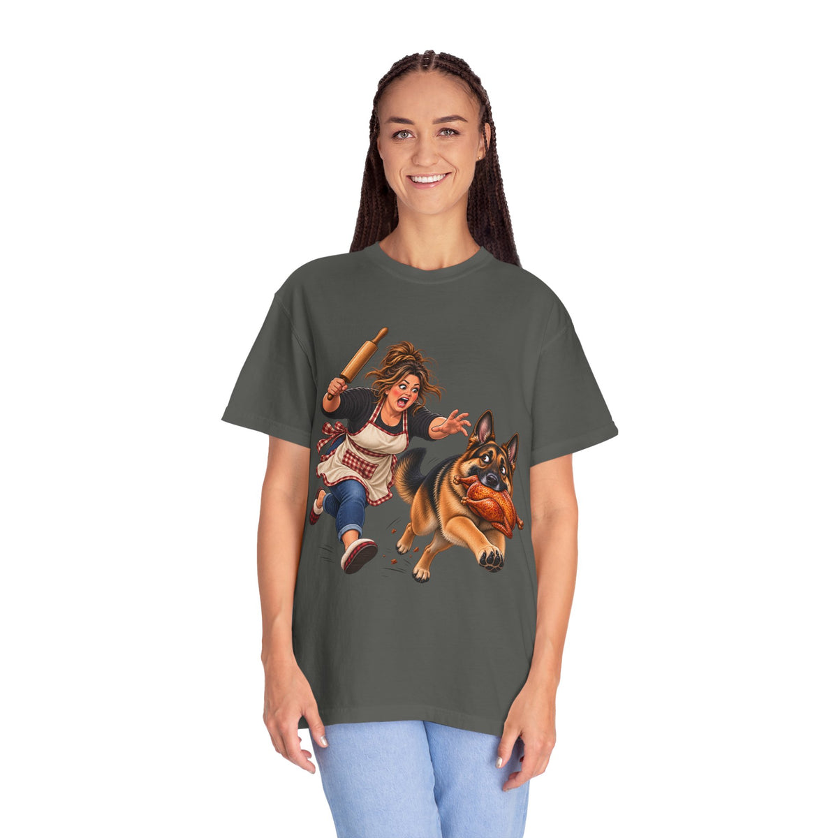 German Shepherd Thanksgiving Shirt – Funny Turkey Thief GSD T-Shirt