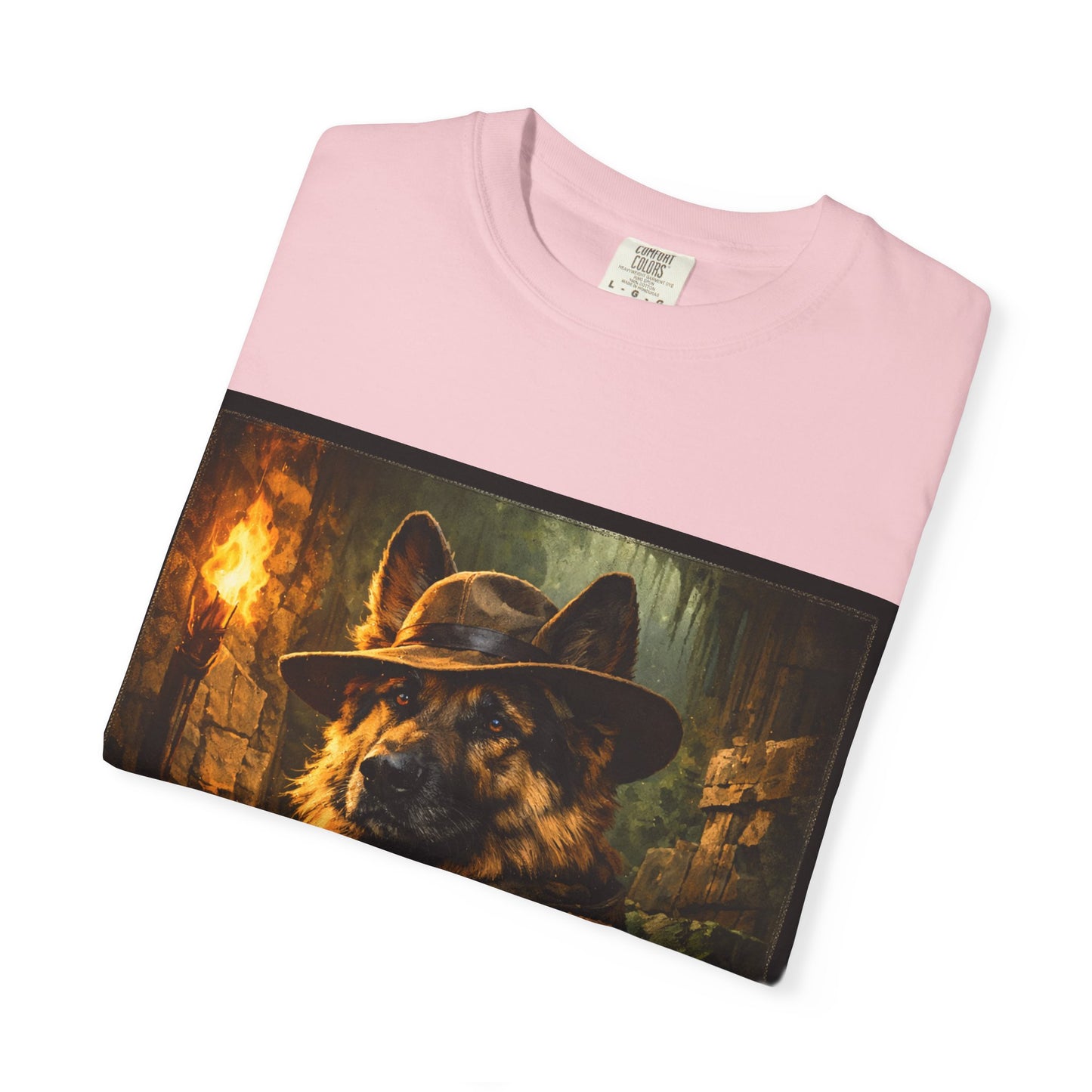 Indy Explorer German Shepherd T‑Shirt – Adventure Dog Lover Tee | Vintage Noir Canine Illustration | Bella Canvas 3001