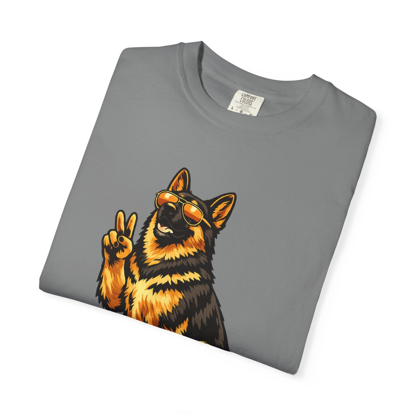 Guardians of Good Vibes German Shepherd T-shirt | Peace Sign Dog Tee