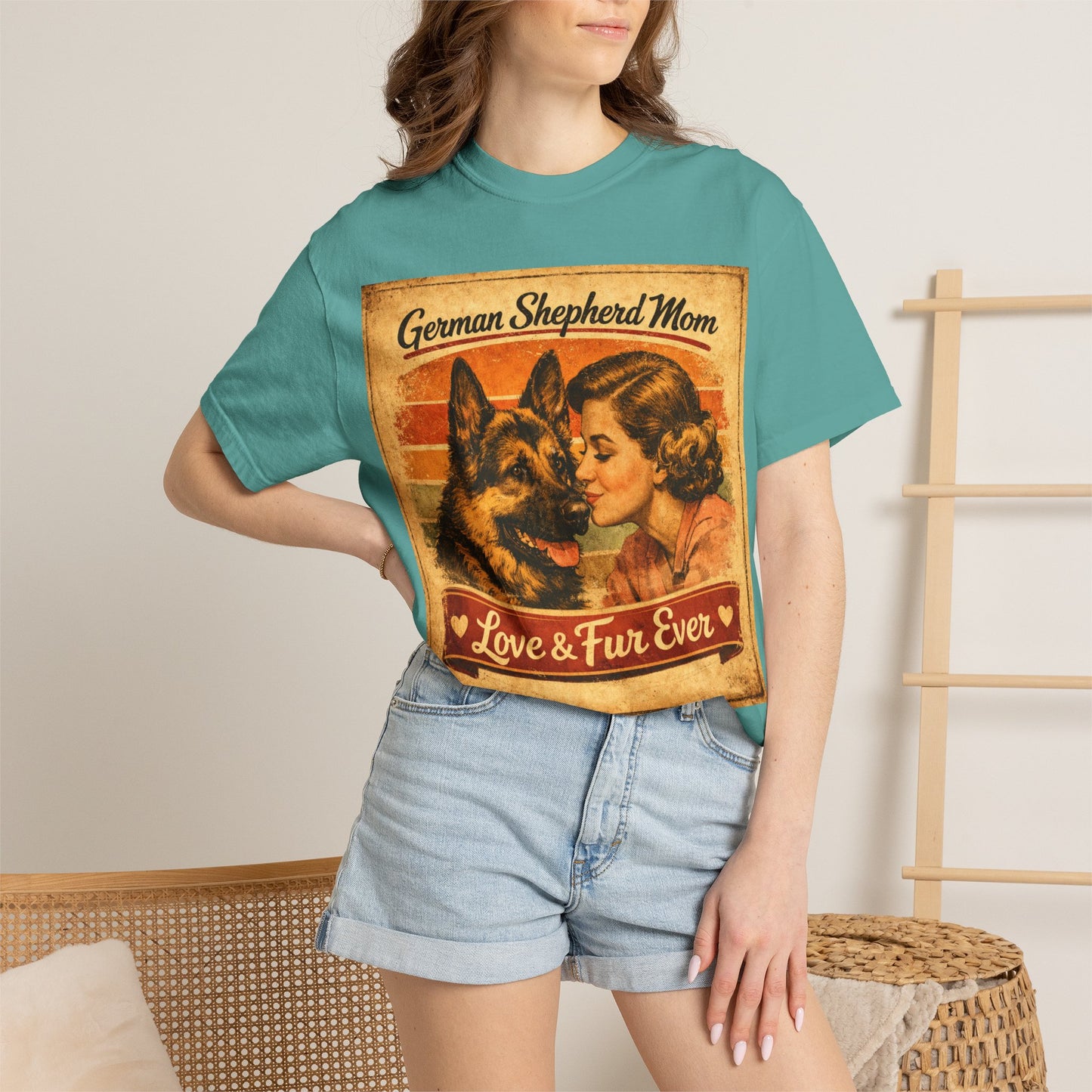 German Shepherd Mom Love & Fur Ever T-shirt | Vintage Dog Mom Tee