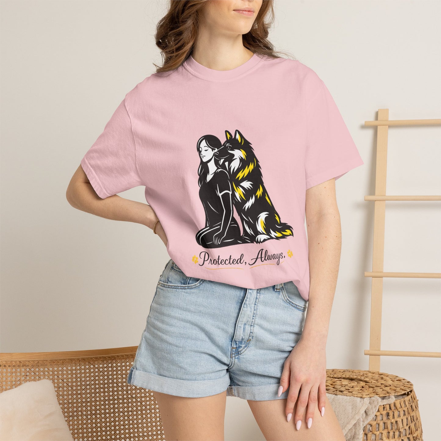 German Shephard and Woman, Guarded Forever, Petite Center Print
