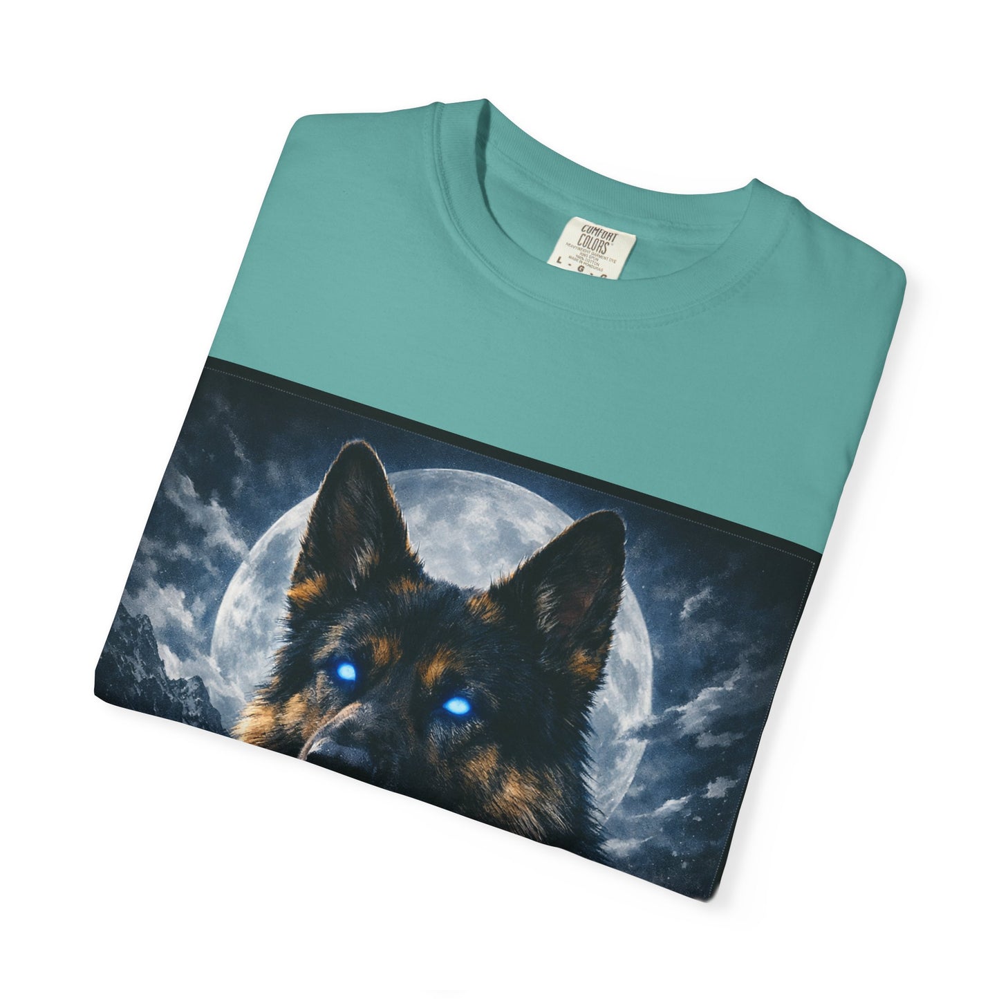 German Shepherd Portrait T-shirt | Dog Art, Night Sky Paw Print