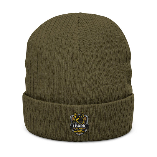 German Shepherd Vintage Crest Embroidered Beanie – Ribbed Knit Winter Hat