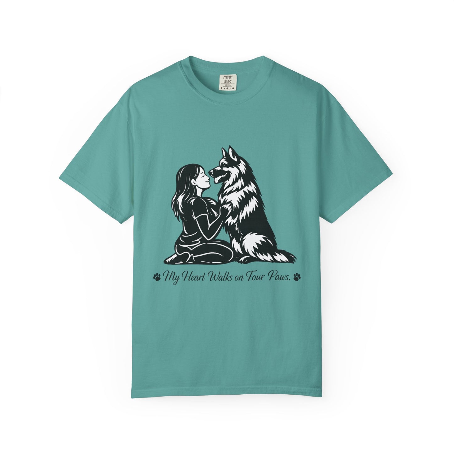 Girl and German Shepherd Illustration T-Shirt | My Heart Walks on Four Paws