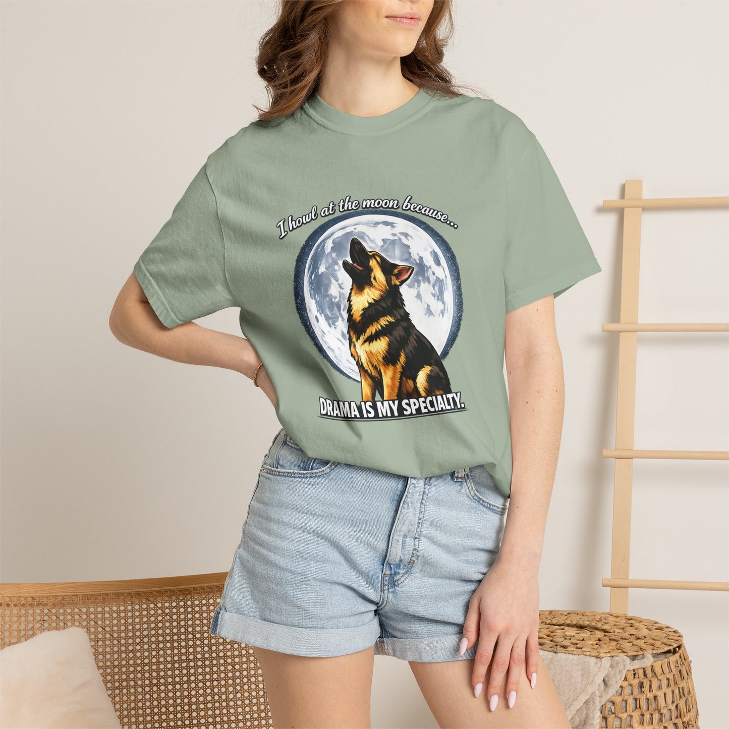 Howl at the Moon German Shepherd T-Shirt | Drama's My Specialty