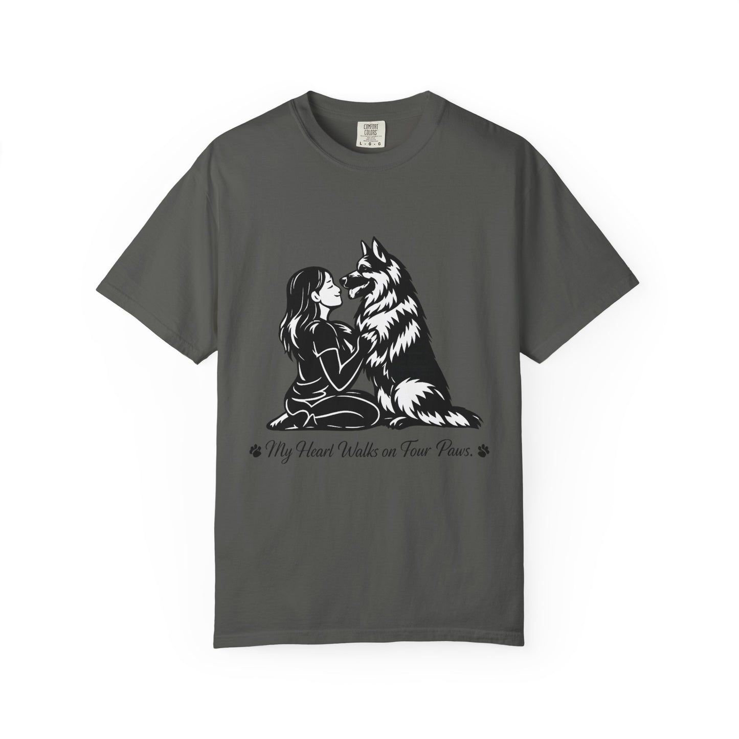 Girl and German Shepherd Illustration T-Shirt | My Heart Walks on Four Paws