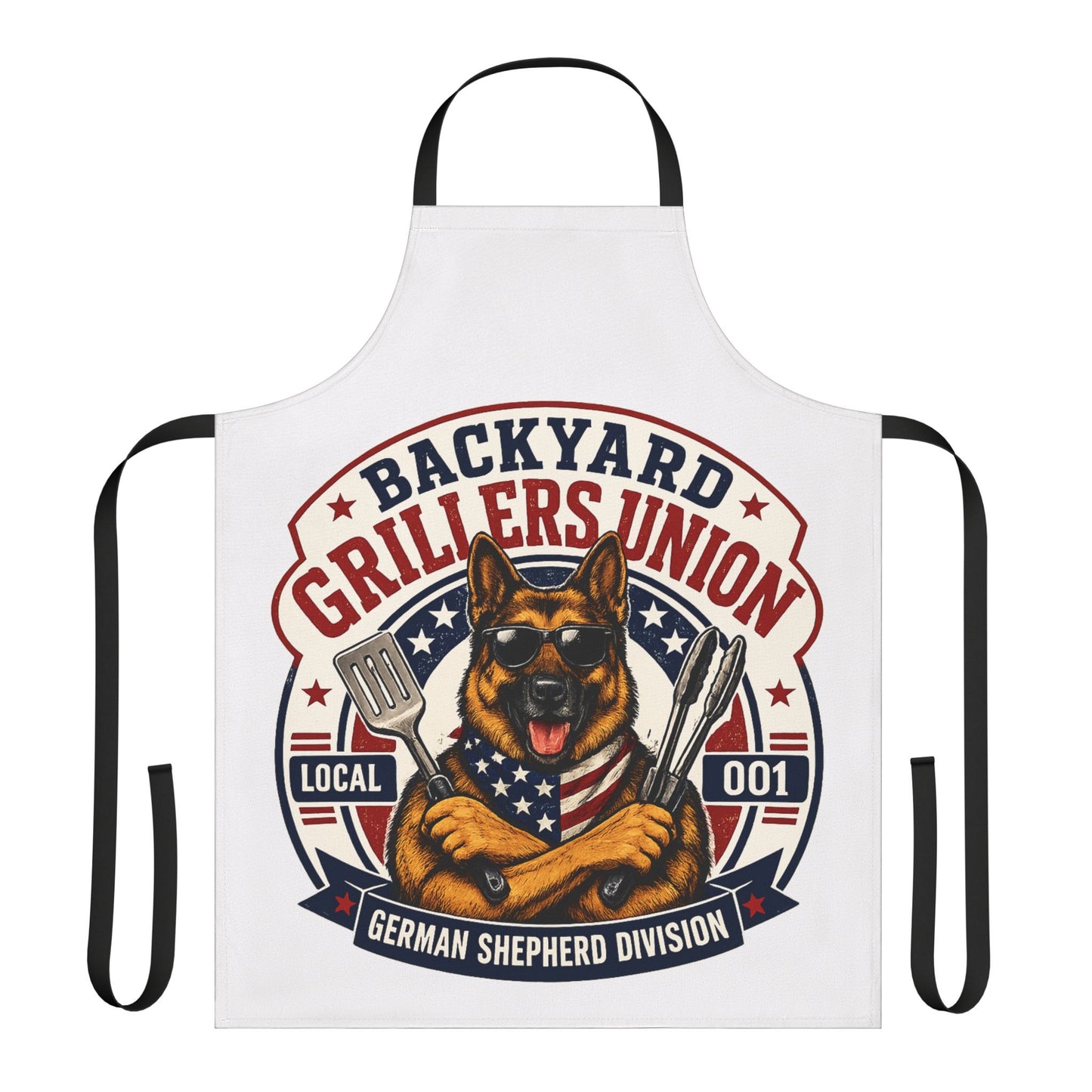 Backyard Grillers Union German Shepherd Apron — Patriotic BBQ Chef Gift
