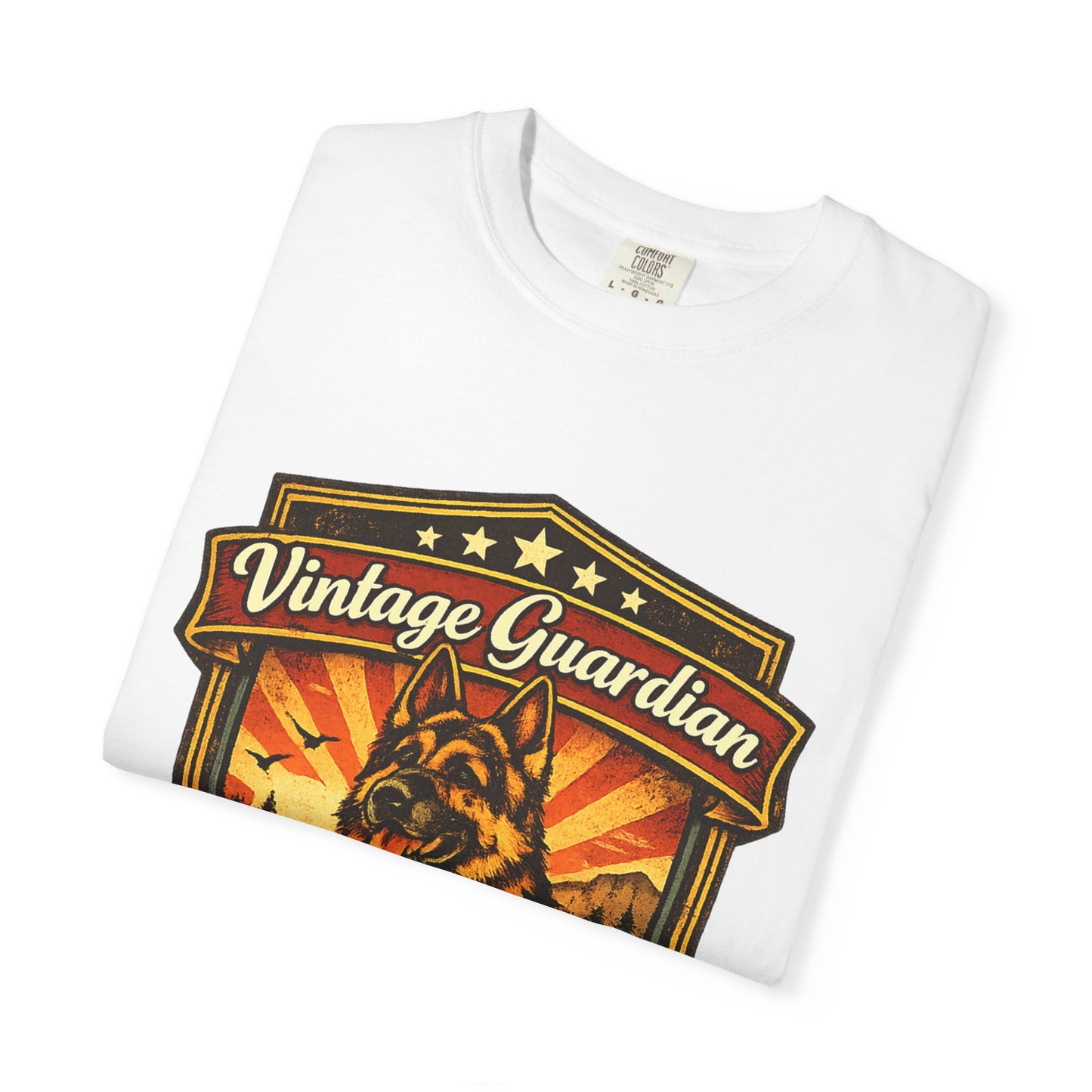 Vintage Guardian German Shepherd T-Shirt | Dog Badge Shield Design
