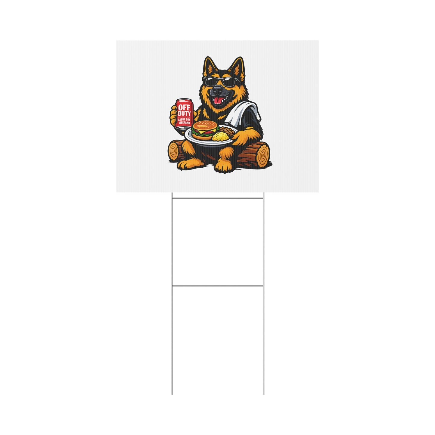 Yard Sign - Relaxing German Shepherd BBQ Design ("Off Duty")