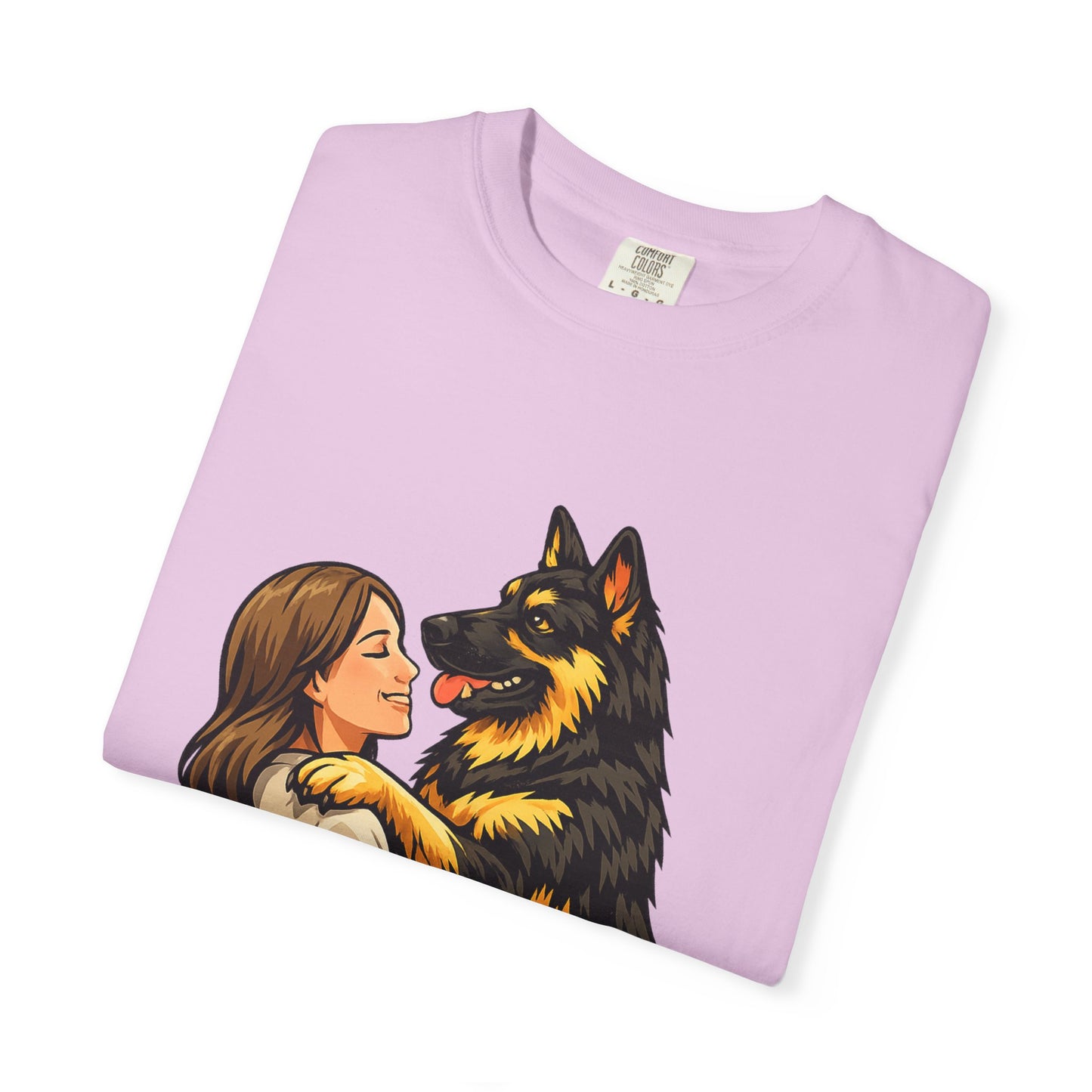 I Love You More Than Treats T-shirt | Girl Hugging German Shepherd Dog