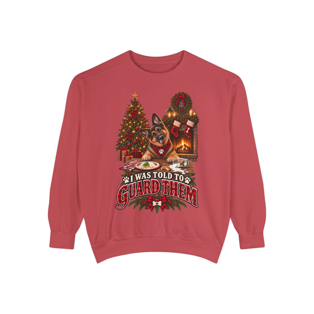 German Shepherd Christmas Sweatshirt, I Was Told to Guard Them