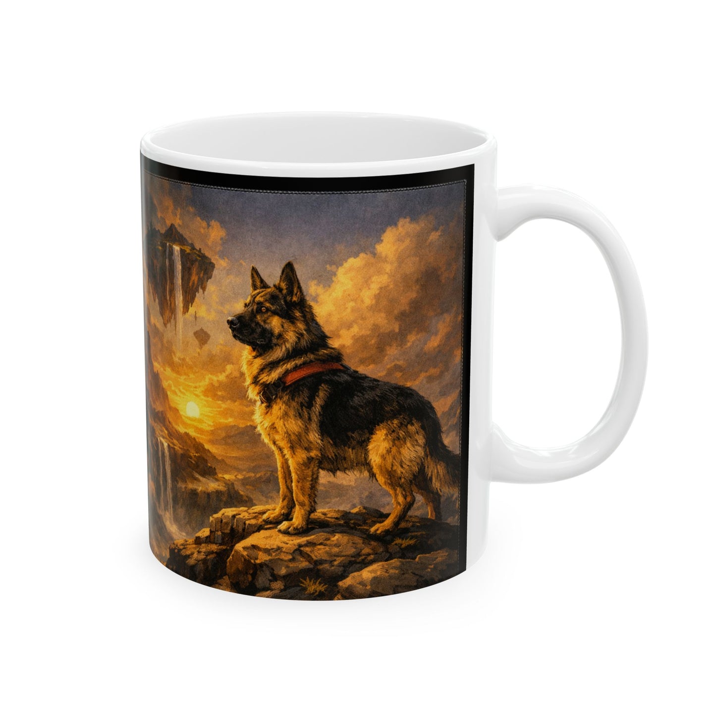 Floating Island with Waterfalls Mug | Fantasy Sunset Landscape Ceramic Mug