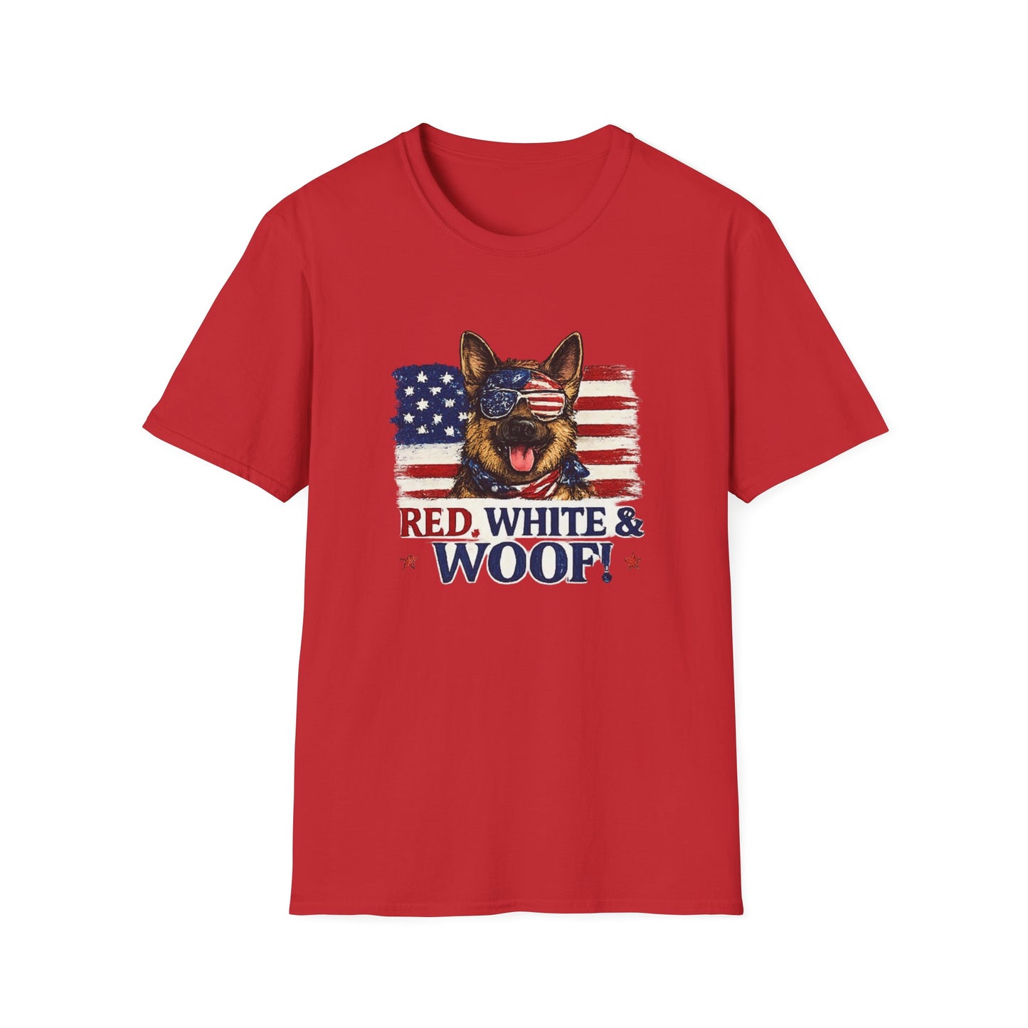 Patriotic German Shepherd Graphic T-Shirt | American Flag Dog Tee