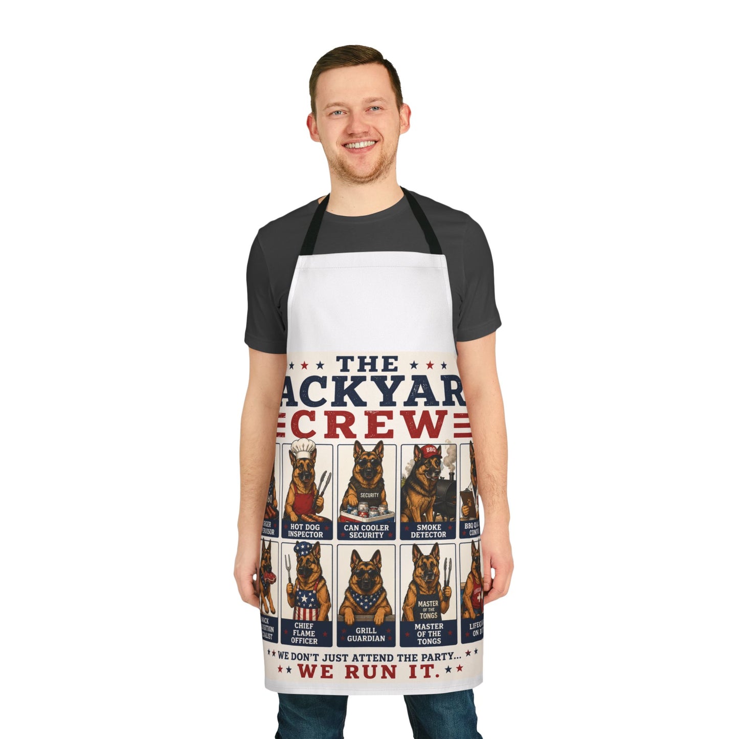 Backyard Crew Apron — Patriotic BBQ German Shepherd Grill Master Apron