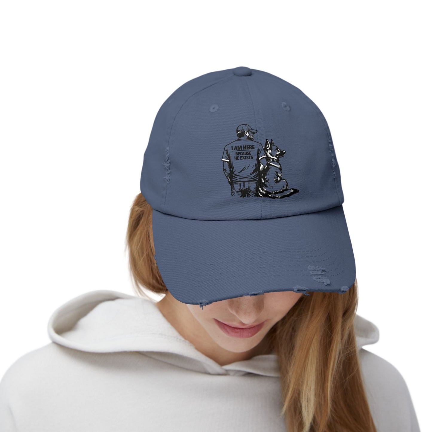 Dad and Dog Distressed Cap — Veteran/First Responder Tribute Hat