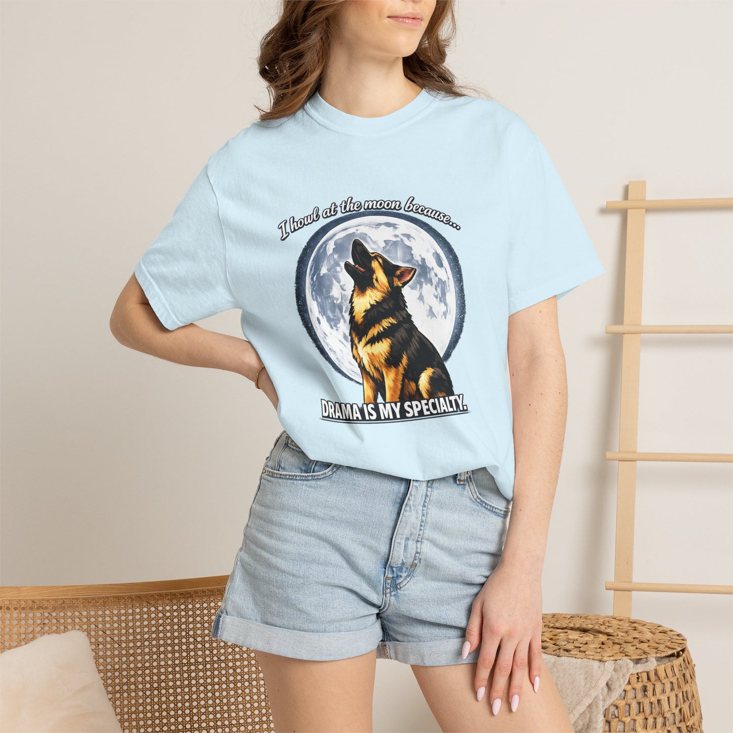 Howl at the Moon German Shepherd T-Shirt | Drama's My Specialty