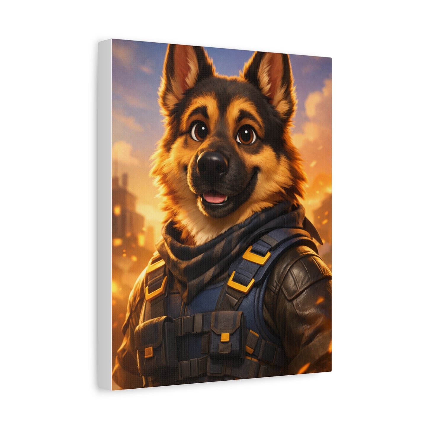 German Shepherd Hero Art – Tactical Dog Character Wall Canvas | Cinematic GSD Decor | Matte Stretched 1.25"