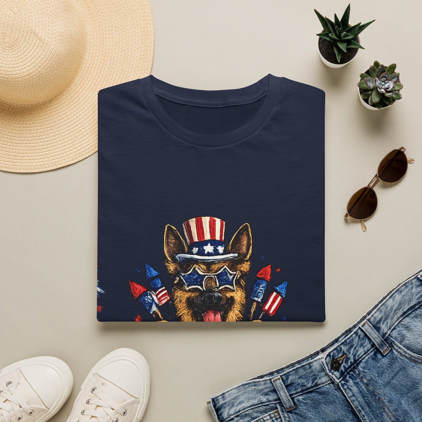 Lets Get Star Spangled Hammered T-Shirt | Patriotic German Shepherd, 4th of July