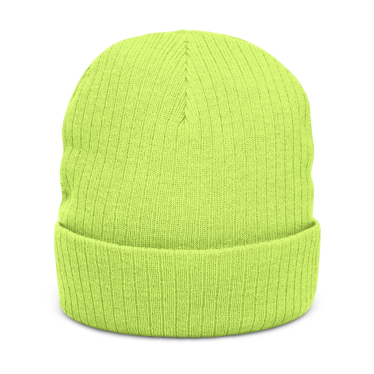 Embroidered Ribbed Knit Beanie — Vintage Crest Patch Winter Hat