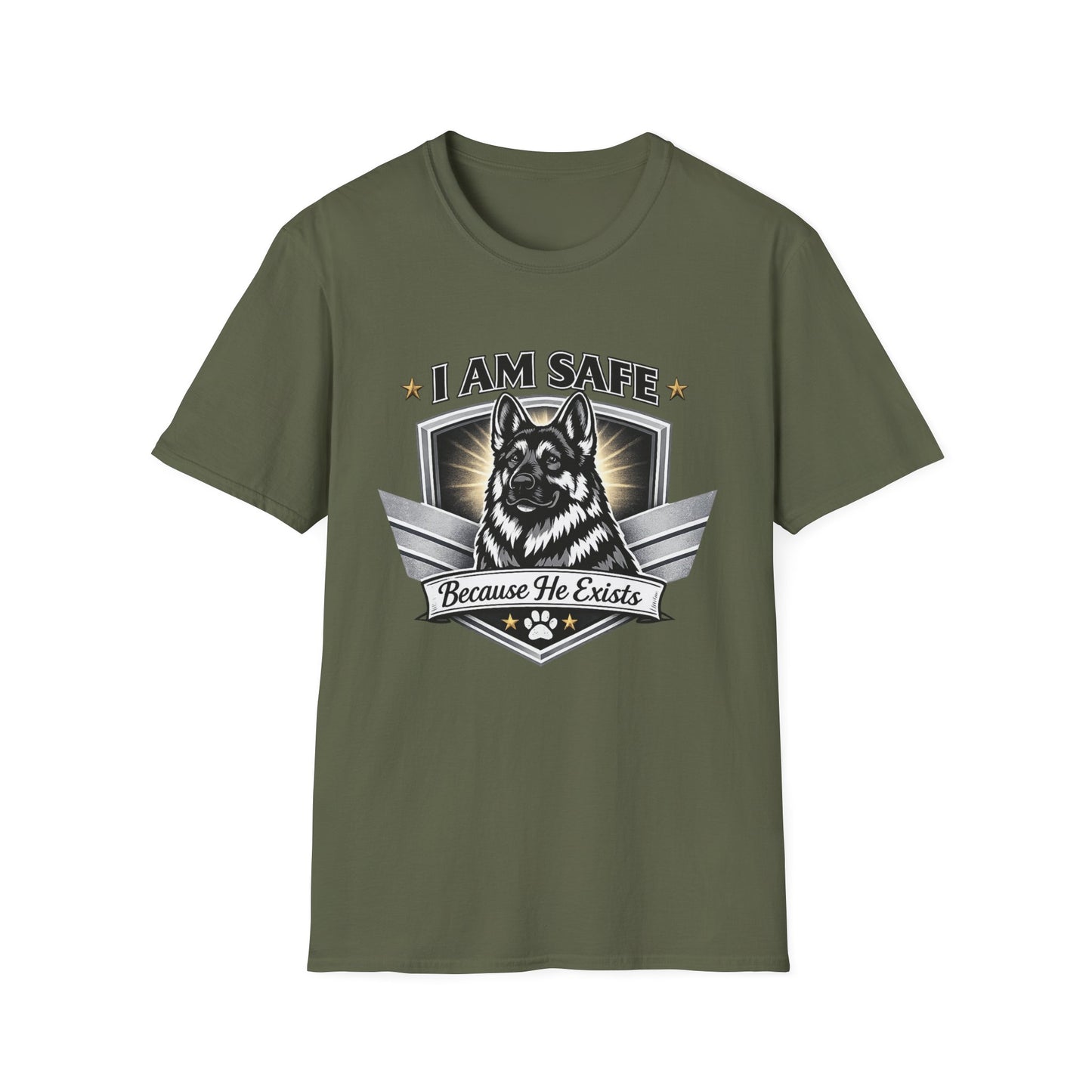 I AM SAFE German Shepherd T-Shirt — K9 Protection Dog Lover Tee
